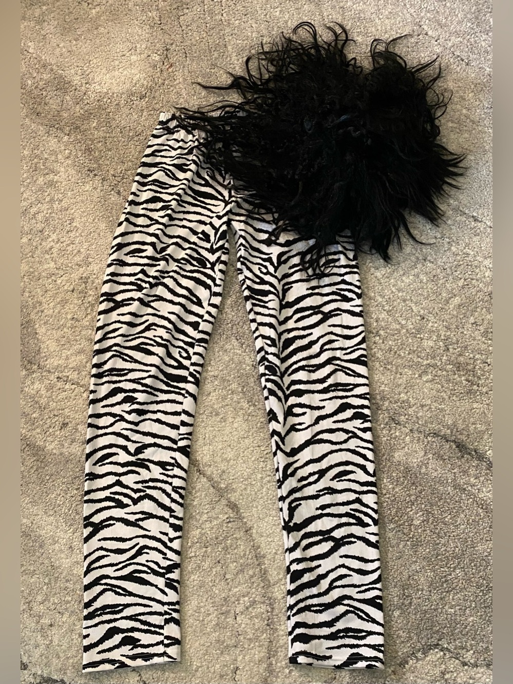 🎸 80s Zebra Print Pants & Rocker Wig Set